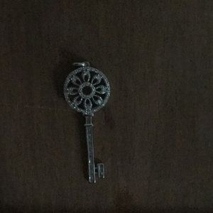 14 Karat White Gold Genuine Diamond Key Pendant